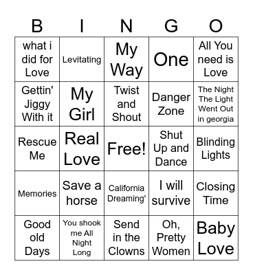 Music 222 Bingo Card