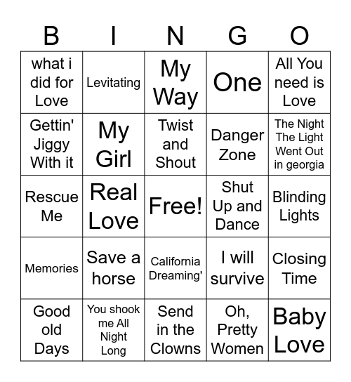 Music 222 Bingo Card