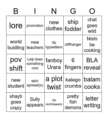 Finger Bingo Card