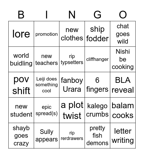 Finger Bingo Card