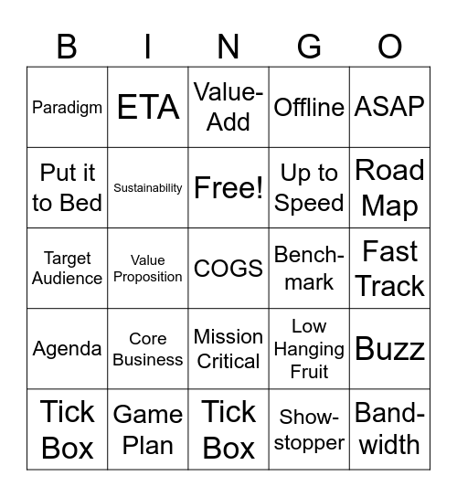 BUZZWORD Bingo Card