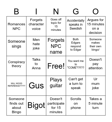 Prison break Bingo Card