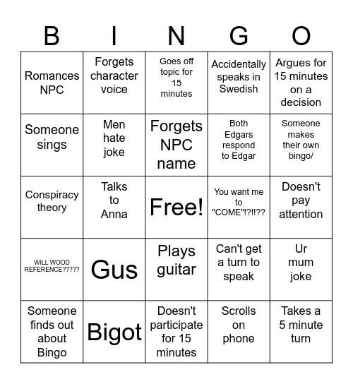Prison break Bingo Card