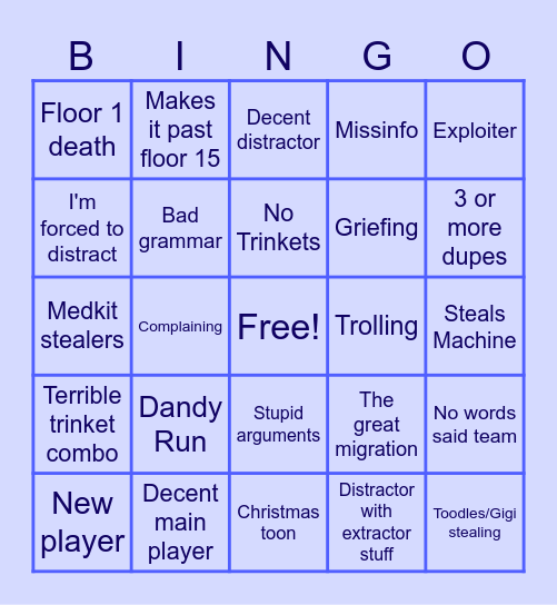 The Public Runnering Bingo Card