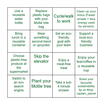 Mollie Earth Day Bingo! Bingo Card