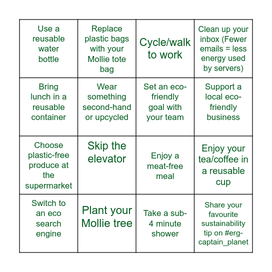 Mollie Earth Day Bingo! Bingo Card