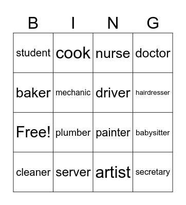 Jobs Bingo Card