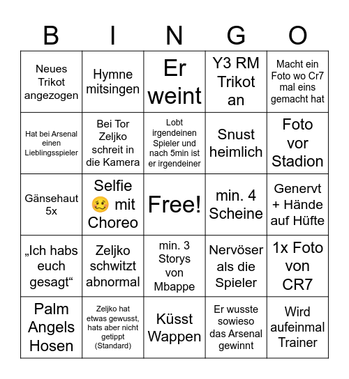 Zeljko Insta & Vlog Bingo Card