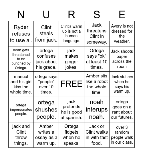 SCHOOL Bingo Card