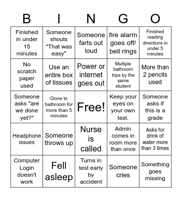 Test bingo Card