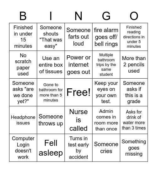 Test bingo Card