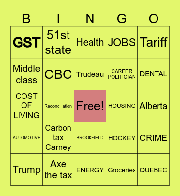 ELECTION DEBATE BINGO Card