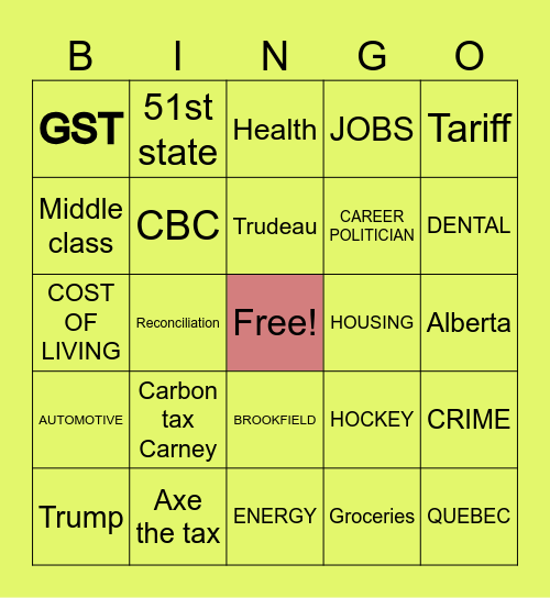 ELECTION DEBATE BINGO Card