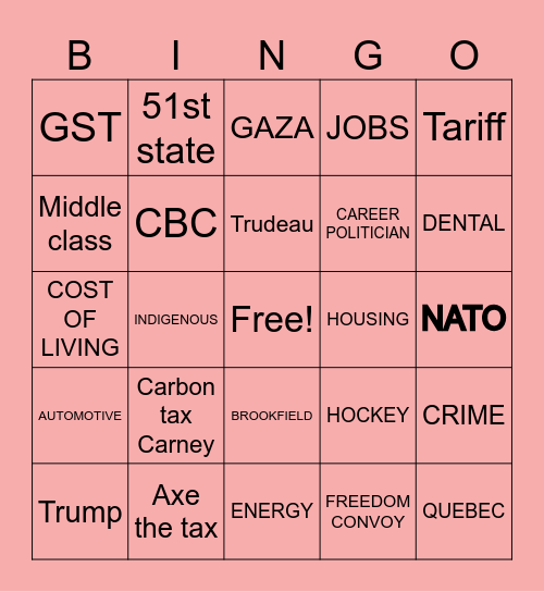 ELECTION DEBATE BINGO Card