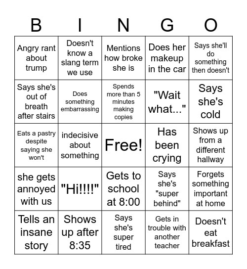 Kaz Bingo Card