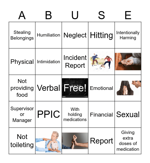 ABUSE Bingo Card