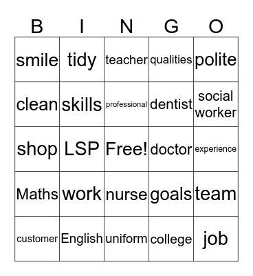 Employment  Bingo Card