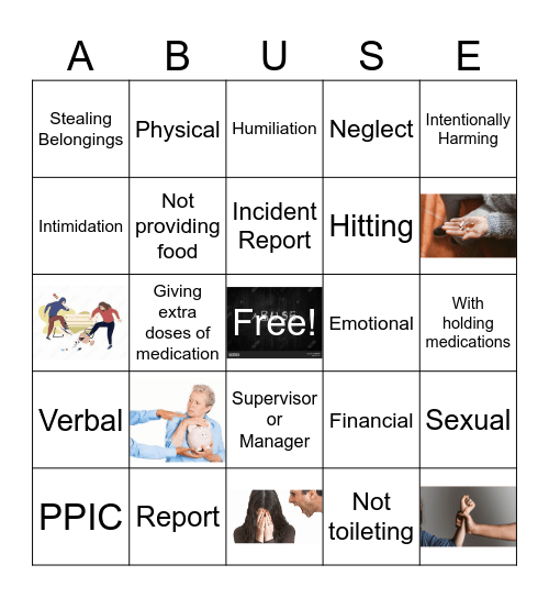 ABUSE Bingo Card