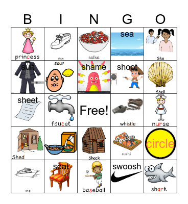 S and SH Bingo Card