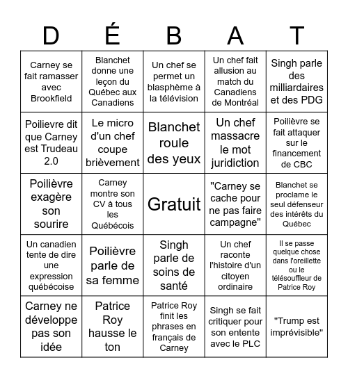Campagne électorale 2025 Bingo Card