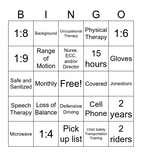 KidSPOT BINGO Card
