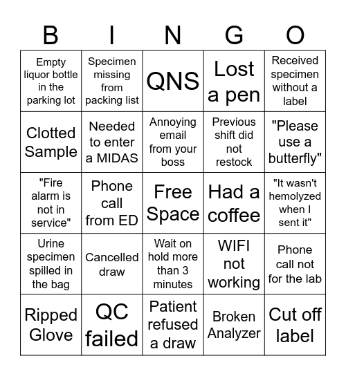 LABORATORY BINGO Card