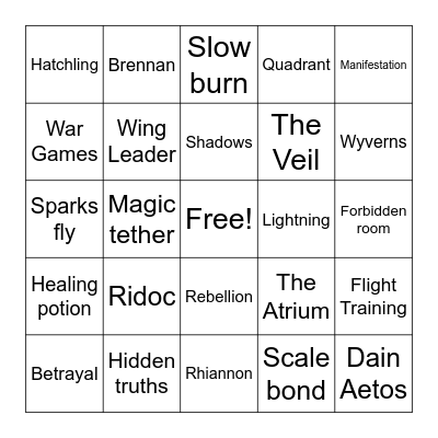 Fourth Wing Bingo Card