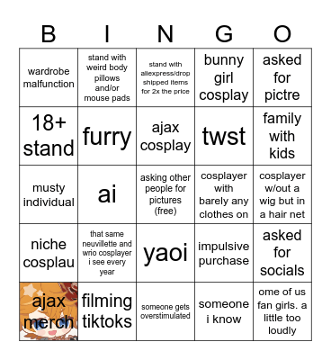 comiccon Bingo Card