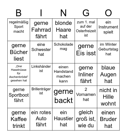 Finde jemanden, der/die... Bingo Card