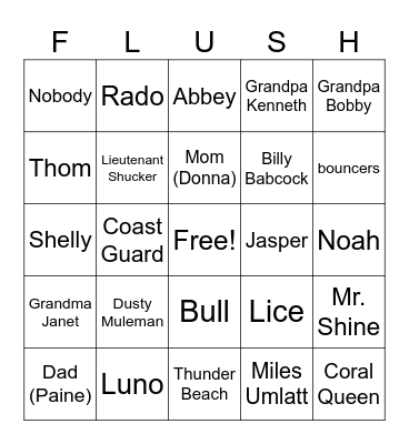 Flush Review Bingo Card