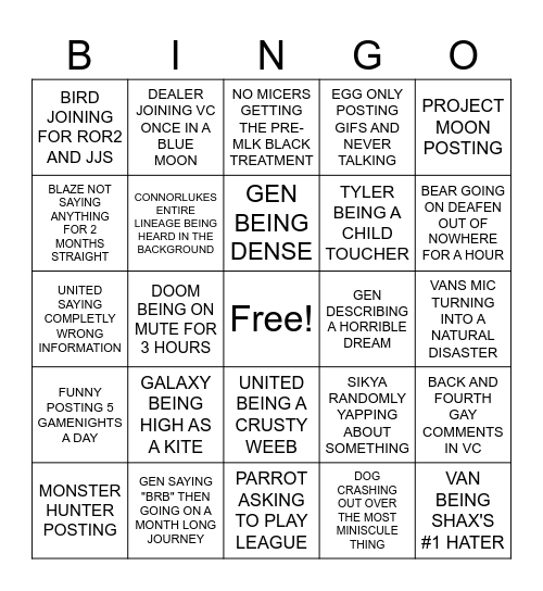 Cheeseburger Bingo Card