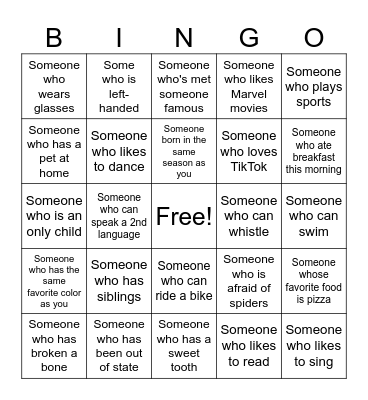 Human Bingo Card