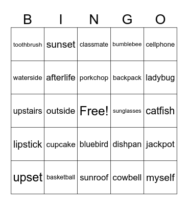 Compound Words Bingo Card