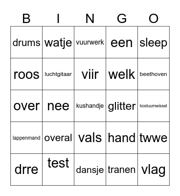 test Bingo Card