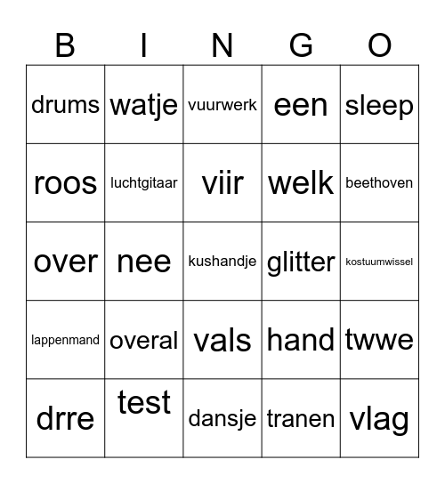 test Bingo Card