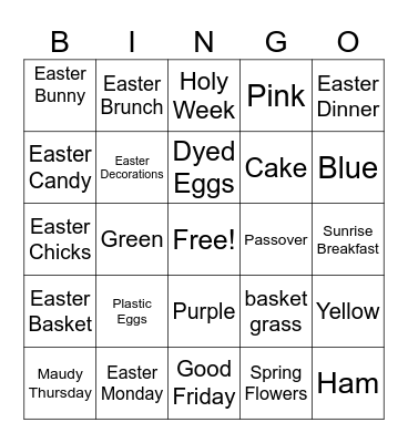 Easter Blessings Bingo Card