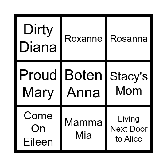 Jentenavn Bingo Card
