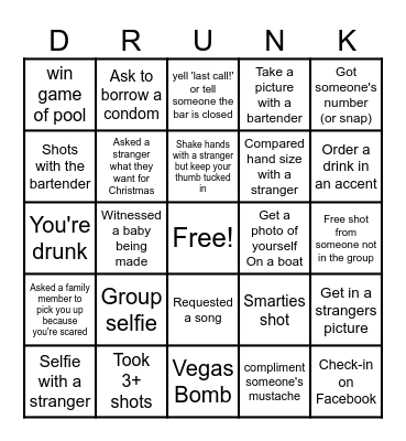 Bar Bingo Card