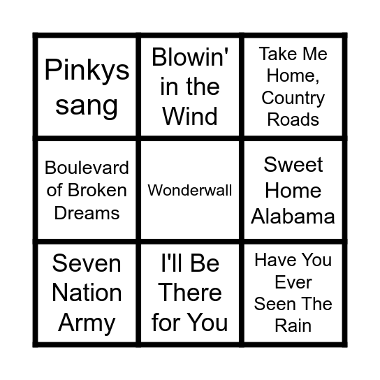 LIVE - Nå må dere synge med! Bingo Card