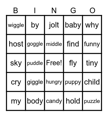 Lesson 76: Ending Patterns Review Bingo Card