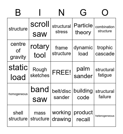 Structures bingo 3 Bingo Card