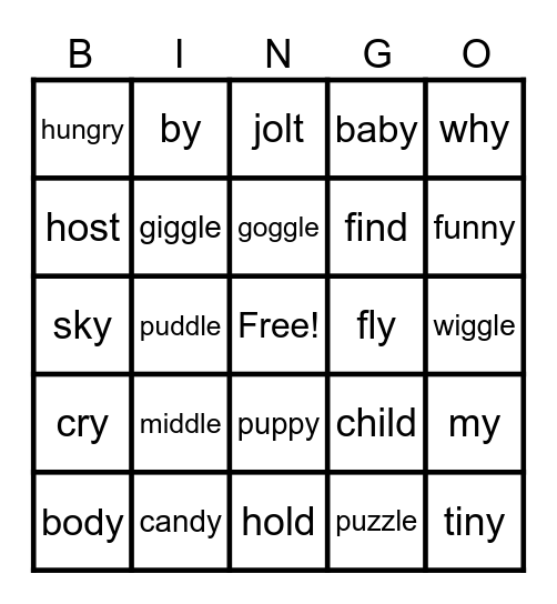 Lesson 76: Ending Patterns Review Bingo Card