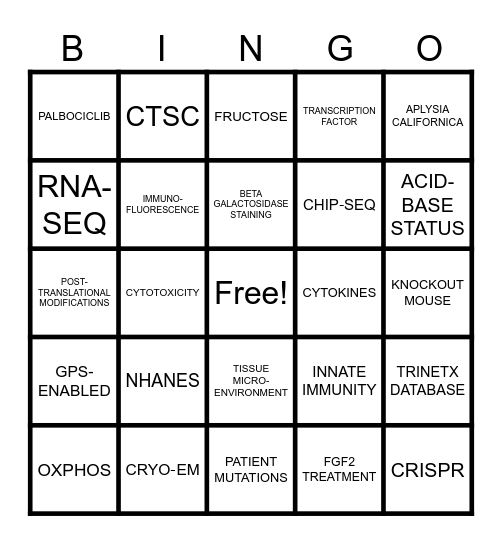 MASTER'S POSTER SESSION ATTENDEE BINGO Card