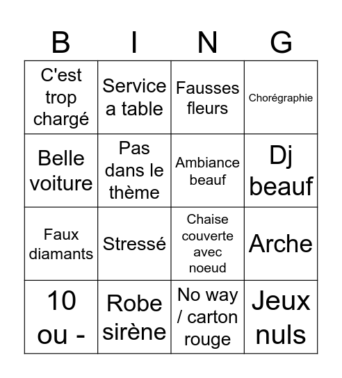Emotion élégance 50/10k Bingo Card