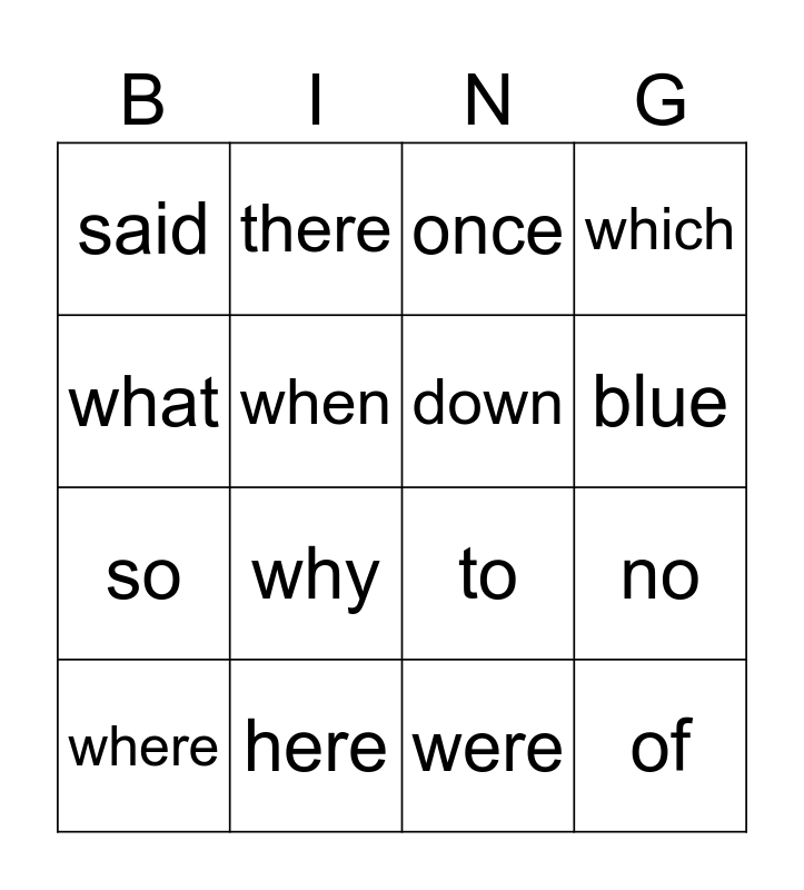 Unit 9 tricky word bingo Card