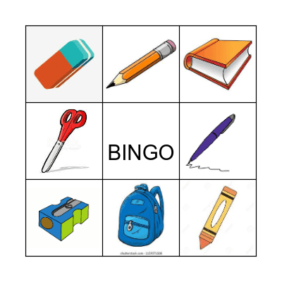 School objects Bingo Card