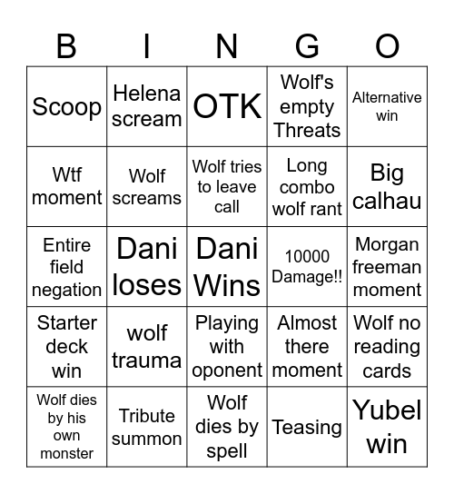 Yugioh Bingo Card