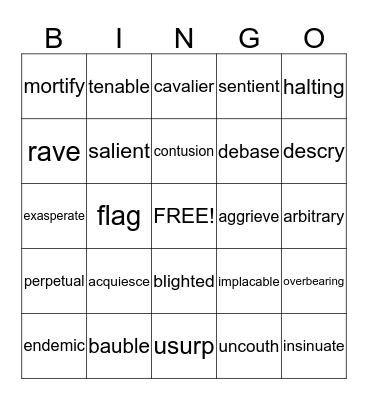 Eng 1 ACT Weeks 9-11 Bingo Card