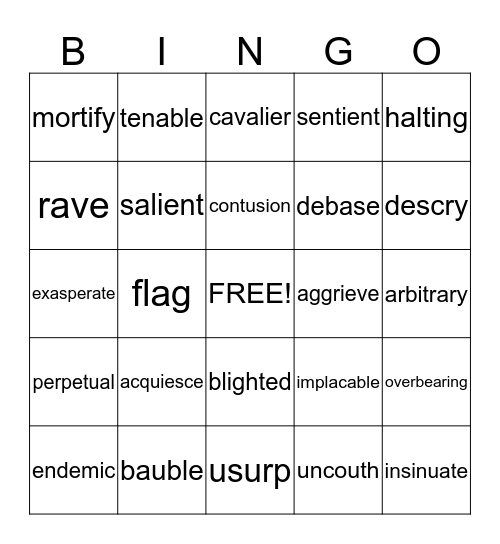 Eng 1 ACT Weeks 9-11 Bingo Card