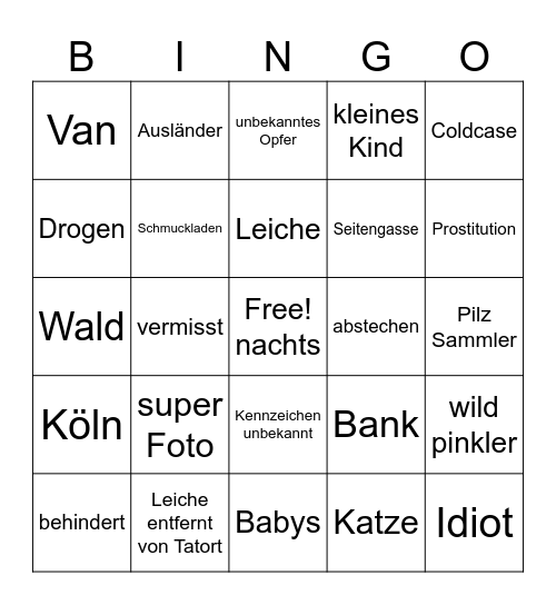 XY Bingo Card